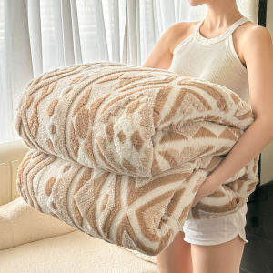 【Super low price】Bohemian Geometric Pattern Jacquard Fleece Blanket Spring Autumn Thicken Warm Artificial Wool Throw Blanket for Sofa Plush Plaid