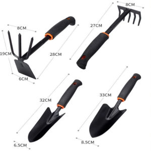 Bộ Dụng Cụ Làm Vườn Mini 4 Món gồm Cuốc Xẻng Cào Bằng Thép Sơn Tĩnh Điện Tay Cầm Cao Su Chống Trượt Tiện Dụng