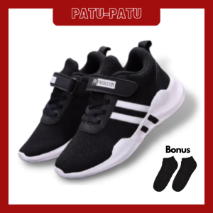 PP | Sepatu AS 03 Sepatu Sneakers Sekolah Anak SD SMP SMA hitam Anak Laki Laki dan Wanita[BONUS KAOS KAKI]
