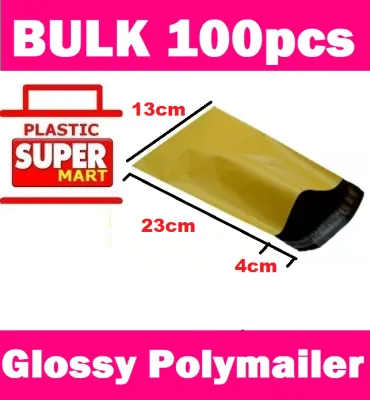 100pcs x [ 13cm x 23cm] Colored Poly Mailer Plastic Mailing Bag Packaging Shipping Polymailer- Gold Color Courier Postal Pack