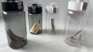 AMKado Botol Air Muji Style Transparent Portable Water Bottle Coffee Tea Cup Leak Resistant 350ml 550ml 800ml Lightweight BPA Free Office School Travel 便携水瓶