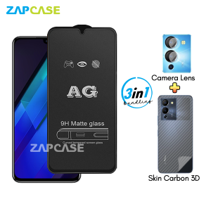 Infinix Note 12 G96 PAKET 3in1 Tempered Glass Anti Glare Free Camera Lens dan Skin Carbon