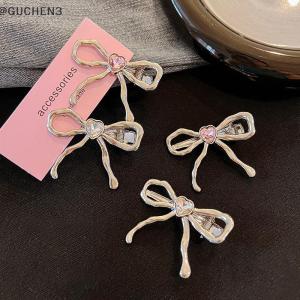 GUCHEN3🦋 Kim loại Bowknot tim pha lê barrettes kẹp tóc phụ nữ thanh lịch Side bangs mỏ vịt Clip phụ nữ cô gái Kẹp tóc Phụ kiện tóc