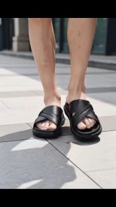Mens EVA Cross Strap Slide Sandals Non Slip Thick Sole Tsinelas Lalaki New Style