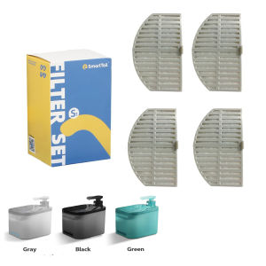 Lovinland Cat SmartTail Filter Replacements 4 Pack with Filter Cotton Multi-layer Filtering for Pet Fountain Non-woven Fabric White Green Black