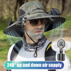 Summer mens outdoor large wind removable embedded sunscreen visor hat double fan fisherman hat