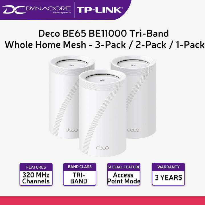 TP-Link Deco BE65 BE11000 Tri-Band Whole Home Mesh Wi-Fi 7 System - 3 ...