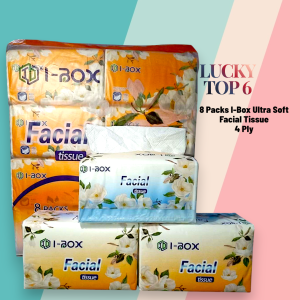 I-Box Facial Tissue 4 Ply Ultra Soft 8 Packs High Quality Toilet Tissue Bathroom Tissue Unscented Tissue Paper Household Personal Napkin