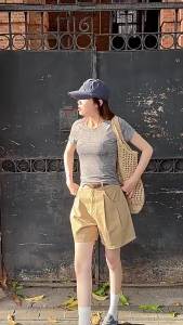 lulu Short sleeves 1.0T Sports running breathable fitness clothing outdoor yoga wear for women