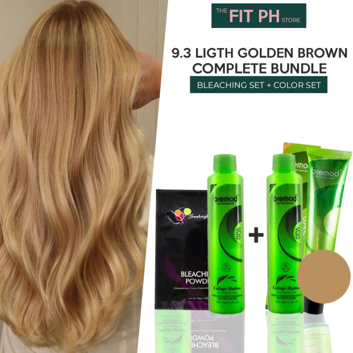 9.3 LIGHT GOLDEN BROWN COMPLETE BUNDLE! Bremod Hair Color & Hair Bleaching Set
