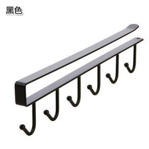 【SG Stock】No Drill Under Cabinet Hooks 6 Hooks Kitchen Storage Rack Black/White
