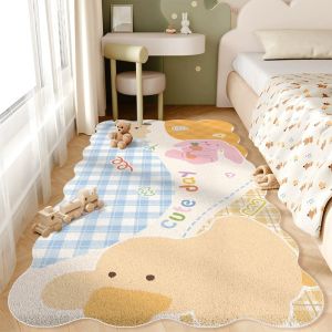BHQ Imitation Cashmere Long Bedroom Beside Carpet Irregular Bedroom Floor Mat Anti Slip Carpet Living Room