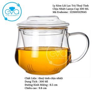 Cốc Lọc Trà Thuỷ Tinh Chịu Nhiệt / Ly Lọc Trà Thủy Tinh Kèm Lõi Lọc Trà Chịu Nhiệt Dung Tích 300-500 ML
