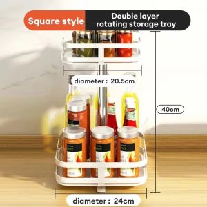 NINI 360° Rotatable Kitchen Rack Seasoning Rack Condiment Rack Spice Rak Rempah Dapur Stainless Steel Kitchen Organizer 调料架