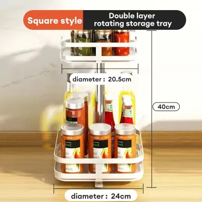 YOYO 1/2/3 Tier 360° Rotatable Kitchen Rack | Spice Rak Seasoning Rack | Condiment Rack | Rempah Dapur | Stainless Steel Kitchen Organizer 调料架