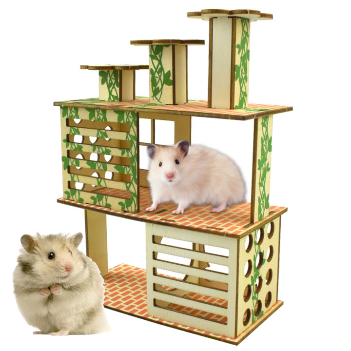 Hamster Climbing Frame Bite Resistant Exercise Training Wooden Guinea Pig Hamster Playing House Toy Cage Accessories Lazada