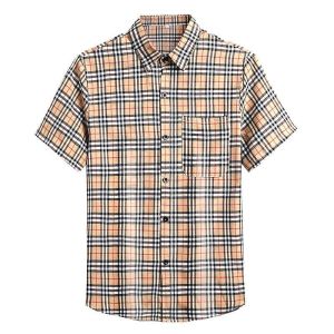 【READY STOCK】Mens short-sleeved plaid shirt is a fashionable loose-fitting casual top.