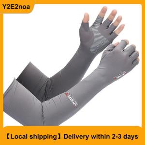 【Local shipping】 2pcs Sport Arm Sleeves Cycling Running Fishing Climbing Arm Cover Sun UV Protection Ice Cool Sleeves With 5-finger Cuff