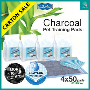 [200PCS] Cuddly Paws Charcoal Ultra-absorbent Pets Training Pee Pads with Odour Control 60x45cm for Dog Cat Hamster Rabbit other pets