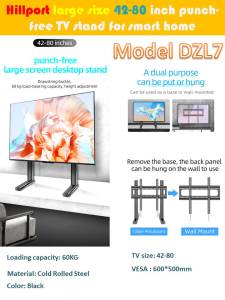 Heavy Duty TV Mount Stand Base Height adjustable Hillport 40"-85"