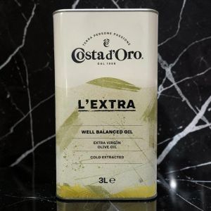 COSTA D’ORO - CAN THIẾC TRẮNG 3 Lít - DẦU Ô LIU NGUYÊN CHẤT ÉP LẠNH / Ý / Cold Extracted Extra Virgin Olive Oil