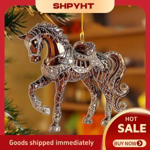 SHPYHT 2D Acrylic ngựa xe gương chiếu hậu Mặt dây chuyền quyến rũ Cây giáng sinh trang trí năm mới treo trang trí