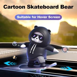Cartoon Sliding Skateboard Bear Car Ornaments Cartoon Bear Doll Temporary Parking Phone Number Plate Auto Interior Decoration