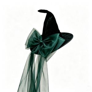 Halloween cos Oversized Black Tulle Bow Witch Hat Dark Gothic Female Magic Witch Hat Headwear