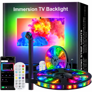 Smart TV LED Backlight with Camera RGBIC Strip Lights Screen Sync Ambient Lights for 55 Inch TV