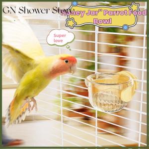 [GN Store] Transparent Birds Hanging Cage Bowl Pet Birds Dish Cup Anti-turnover Fixed Feeding Food Drinking Feeder For Parakeet Feeders