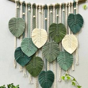 Leaf macrame nuansa hijau-hiasan dinding gantung macrame daun aesthetic