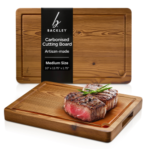 Backley Solid Wood Chopping Board Lightweight Dishwasher Safe Microplastic-Free Naturally Hygienic - Pyrowood Wood Cutting Board 45mm x 250mm x 350mm