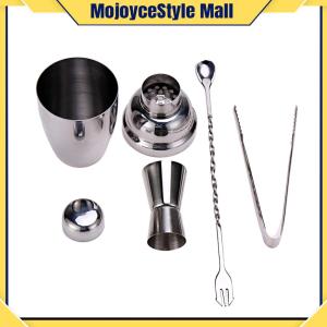 4pcs Profissional Cocktail Shaker Set 250ml Stainless Steel Cocktail Mixer Set Lightweight Portable with Jigger for Bartender Supplies