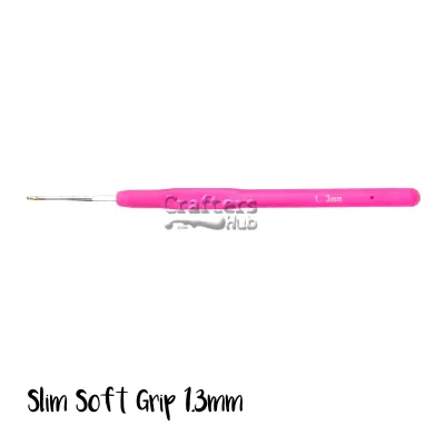 Slim soft grip candy-coloured crochet hooks with golden tip