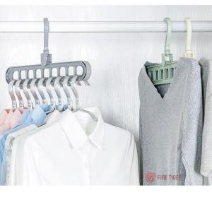 [10 ชิ้น] ไม้แขวนเสื้อ 9 ช่อง หมุนได้ 360 องศา ประหยัดพื้นที่ ไม้เสื้อแขวน9หลุม  ft99