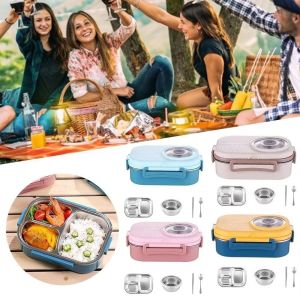 OKDEALS01 Leak-proof Thermal Lunch Box Sealed 304 Stainless Steel Food Storage Box Multipurpose Rectangular Fresh-keeping Box for OfficeSchool