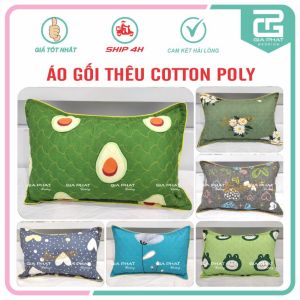 Áo gối thêu 2 lớp chân Gòn 30cm x 45cm có khóa kéo loại 1