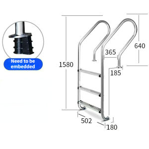 Stainless Steel Inground Pool Steps Escalator Swimming Pool Ladder Stairs with Built‑in Handrails for Swimming Pool