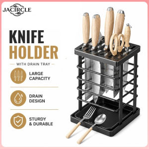 Multi-functional Kitchen Knife Holder Chopstick Countertop Storage Rack Ventilated Drain Tray 多功能刀架