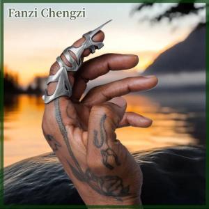 Fanzi 1 Piece Gothic Rock Machinery Scroll Joint Armor Knuckle Knight Metal Multilayer Finger Rings Punk Armour Rings Cosplay Jewelry Gift