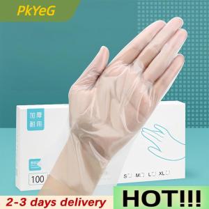 PkYeG 50 100pcs Latex Free Gloves TPE Disposable Gloves Transparent Non-Slip Acid Work Safety Food Grade Household Cleaning Gloves