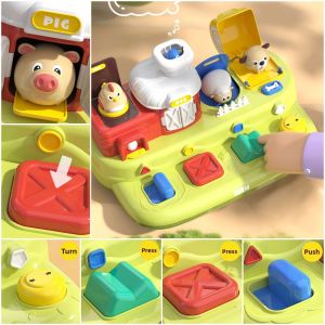 MAJESTICX Tám công tắc Đồ chơi giáo dục sớm Tương tác giữa âm thanh và ánh sáng Đặc điểm âm nhạc Đồ chơi tương tác thiết kế Peekaboo Dễ thương Động vật hoạt hình Đồ chơi trang trại âm nhạc Quà tặng