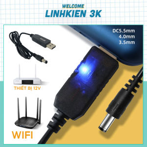 Cáp usb 5v lên 12v dùng cho wifi camera dòng 1A chân 5.5x2.1mm có đèn báo