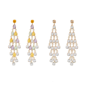 Drop Earrings with Colorful Tassels and Gemstones Long Chandelier Dangle Earrings Earwear for Festivals and Parties
