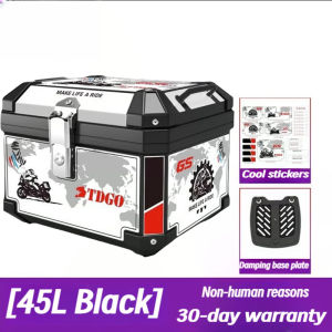 TOP BOX BELAKANG MOTOR TANKER 45L  ALUMINIUM STAINLESS STEEL LOCK ABS BLACK 尾箱