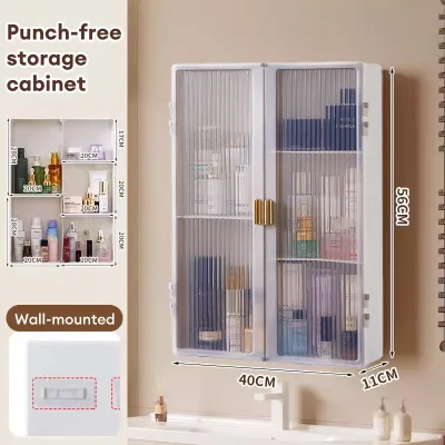 Wall Mounted Storage Box Bathroom Organizer Storage Cabinet Waterproof Kitchen Storage Cabinet Makeup Organizer Super Load-bearing