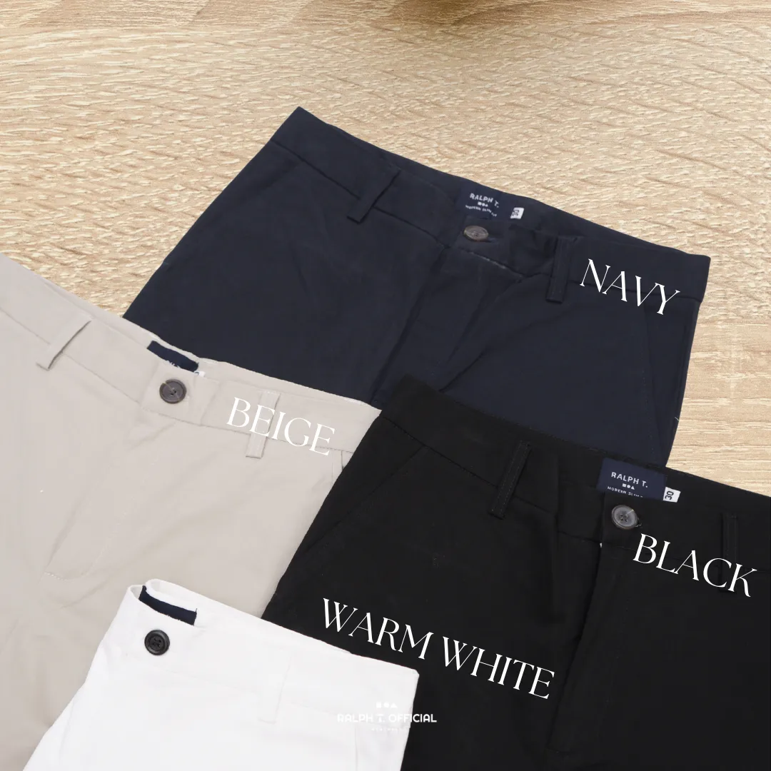RALPH T OFFICIAL กางเกงขาเต่อ 5 ส่วน ชิโน่ยืดนุ่ม ทรงเกาหลี KOREAN ANKLE PANTS กางเกงขายาว ผู้ชาย สแล็ค สีขาว สีกรม สีเบจ สีดำ