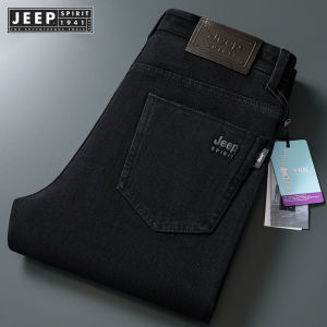 jeep spirit 1941 estd New Business Mens Jeans Casual Straight Stretch Fashion Classic Blue Black Work Denim Trousers Male Brand Clothing
