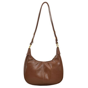 【New Arrival】 Crescent Bag for Women Adjustable Strap Crossbody Bag PU Leather with Zipper Solid Handbag for Work Travel