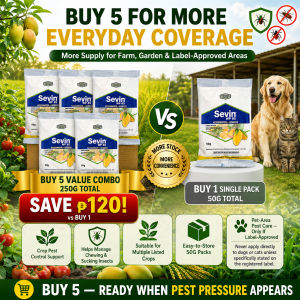 [Combo 5] Sevin WP 85 50g Carbaryl Insecticide Kills Crop Insects & Helps Control Ticks Pet Areas